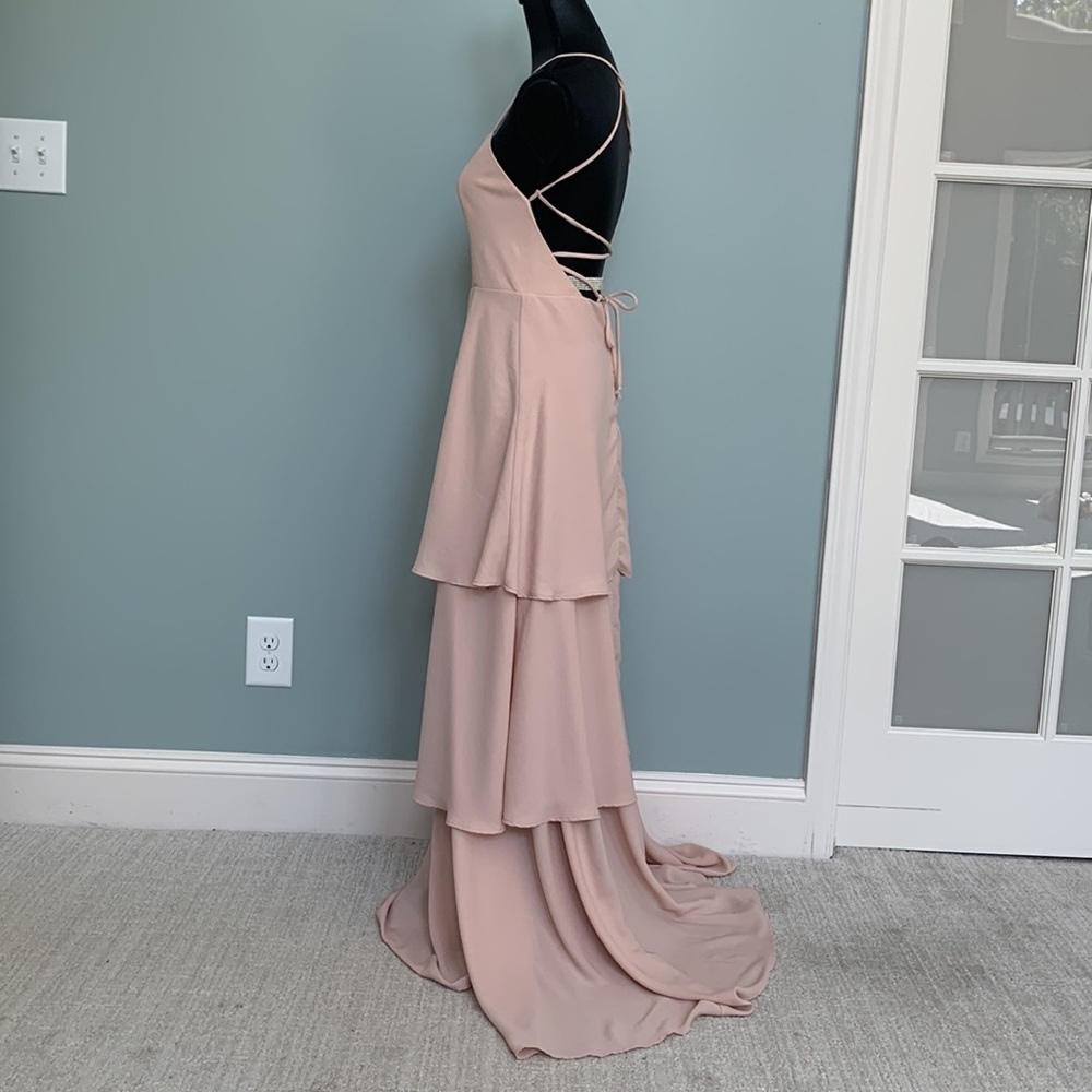 SHOW Me Your Mumu Blush Pink Calypso Ruffle Strappy Bridesmaid Dress Gown Small - Picture 4 of 12